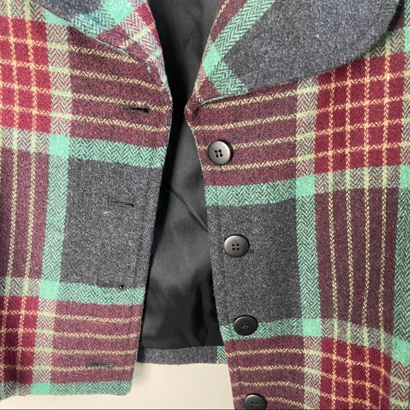 New York Style Plaid Motto Style Cropped Jacket - Picture 4 of 5